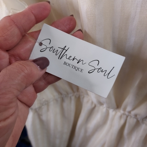 Andree by unit jumpsuit NWT cream and white striped Med - Picture 12 of 15